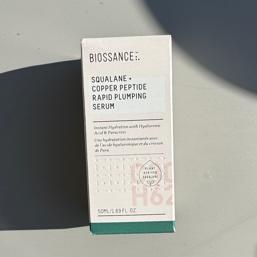 Biossance Squalane + Copper Peptide Serum - White and Green Packaging